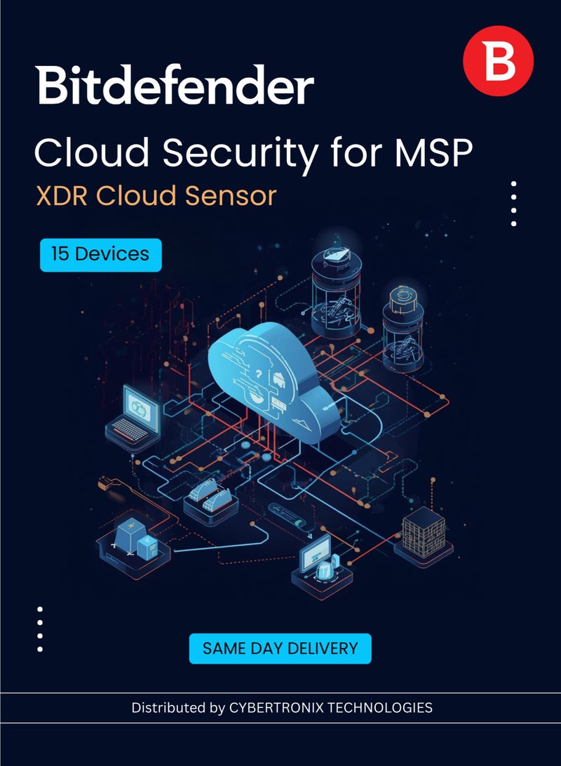 Bitdefender Cloud Security for MSP – XDR Cloud Sensor 15 Devices for 1 Year | Digital License | SAME DAY DELIVERY
